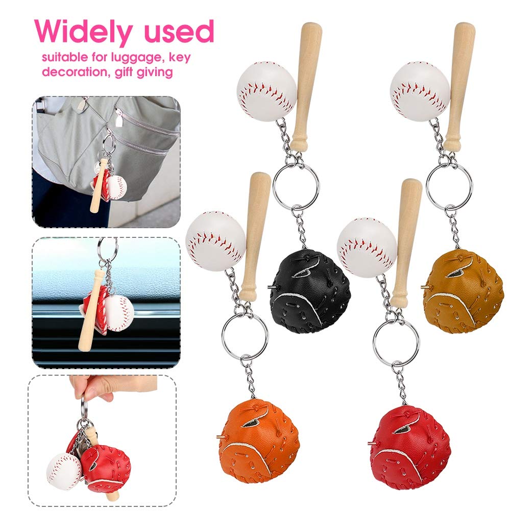 [Zerodis] Бейсбольный брелок, бейсбольный мяч, набор из 4 цветов, держатель для ключей, брелок, ключ от машины, велосипед