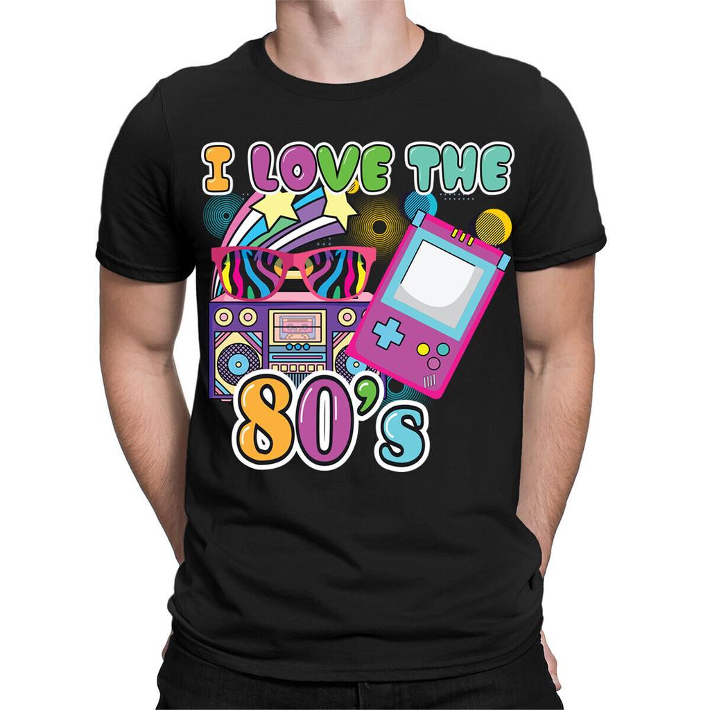 I Love 80s 1980s Fancy Dress Costume Retro Vintage Mens Womens 100% Cotton T-shirt Mens Tees Tops 1#TA-36