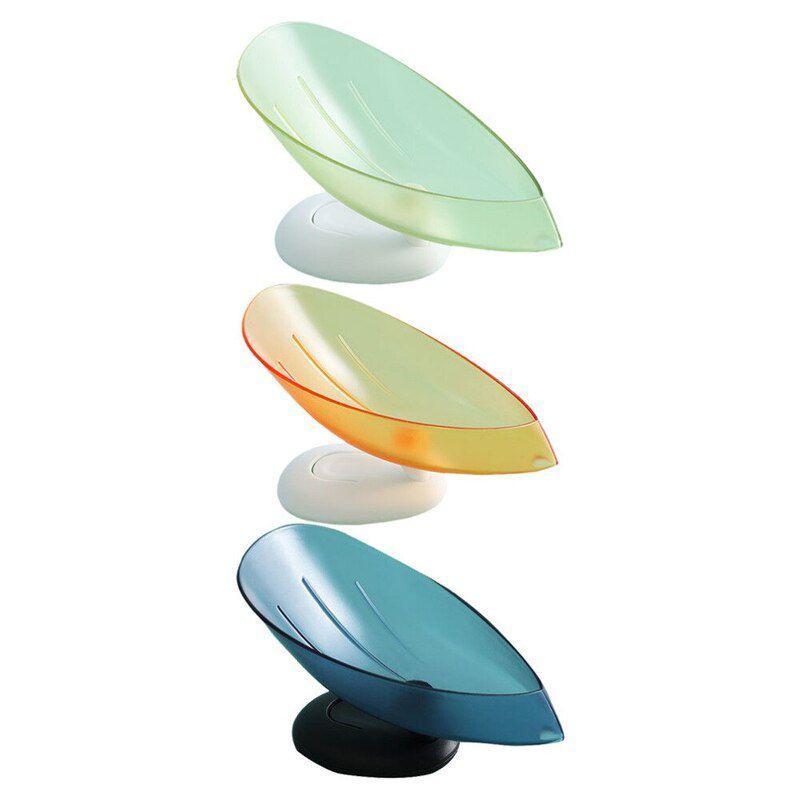 Мыльница в форме листа с дренажным поддоном и впечатляющим дизайном на присосках для ванных комнат