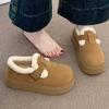 Теплые зимние Birkenstocks на толстой подошве, из бархата, снежные ботинки, обувь из шерсти и хлопка