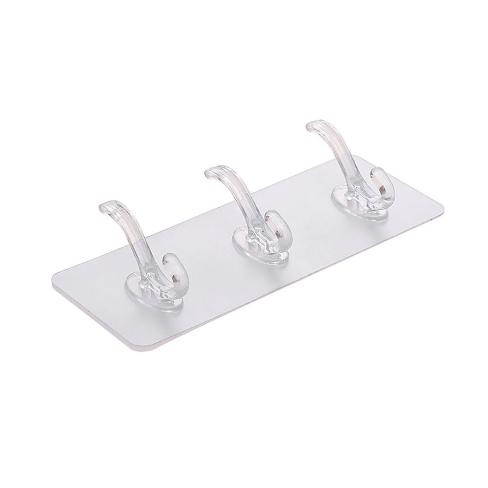 Row Transparent Autohesion for Bathroom,Kitchen Storage Rack Wall Hooks Key Holder Clothes Hanger