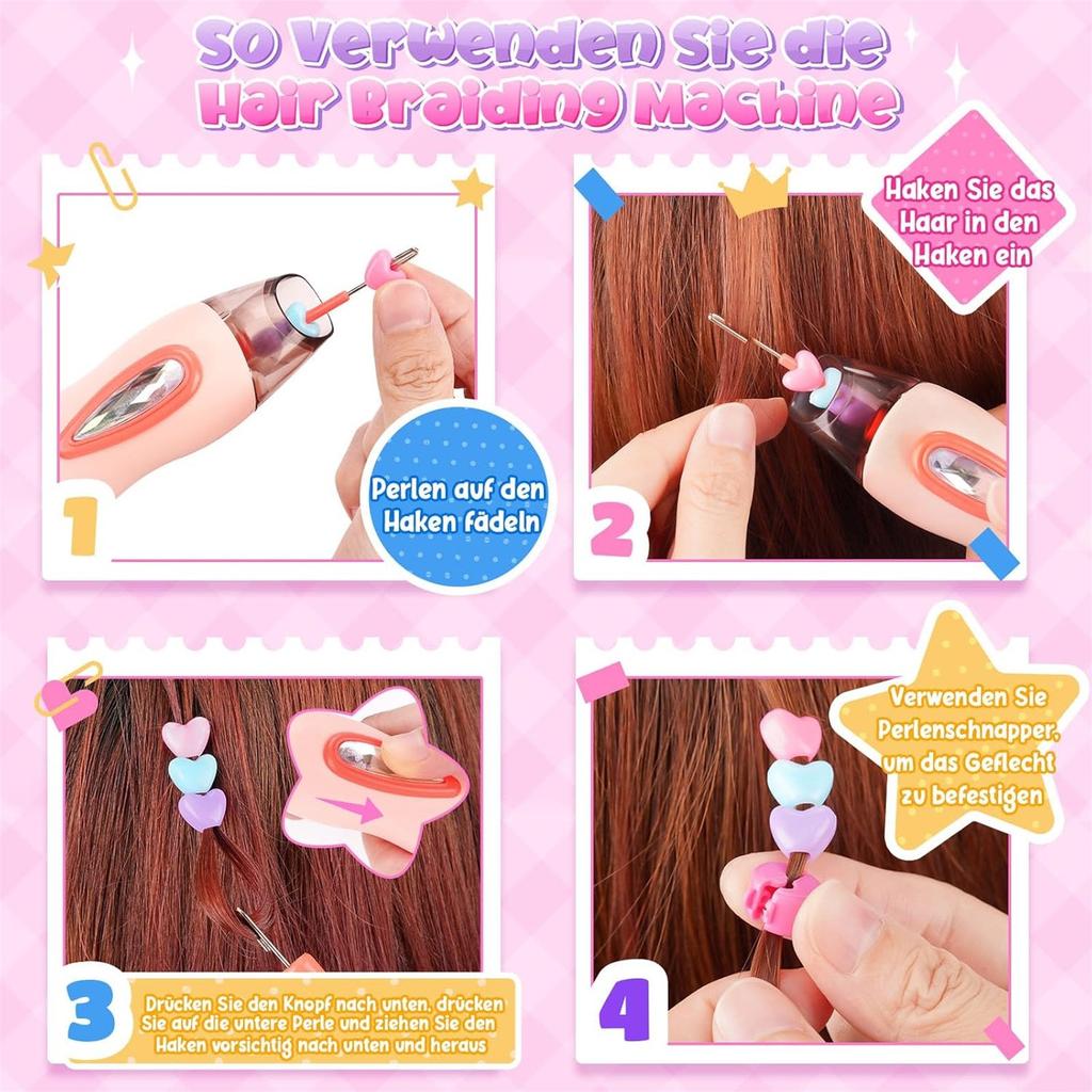 Girls Gift Children: Hair Accessories Toys For Girls 7-12 Years Old Hair Beads Braid Birthday Gifts For Girls Fun Hair Braiding Machine
