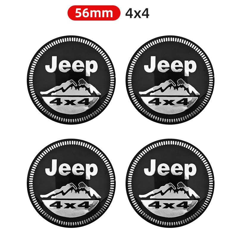 3D 4pcs 56mm 60mm 65mm Car Wheel Center Hub Cap Stickers Decal For Jeep Grand Cherokee Wrangler JK Gladiator Compass Renegade NXJPT1