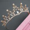 Bridal Alloy Rhinestone Crown Headdress New Baroque Crown Wedding Gauze Accessories Crystal Gold Birthday Hair Accessories