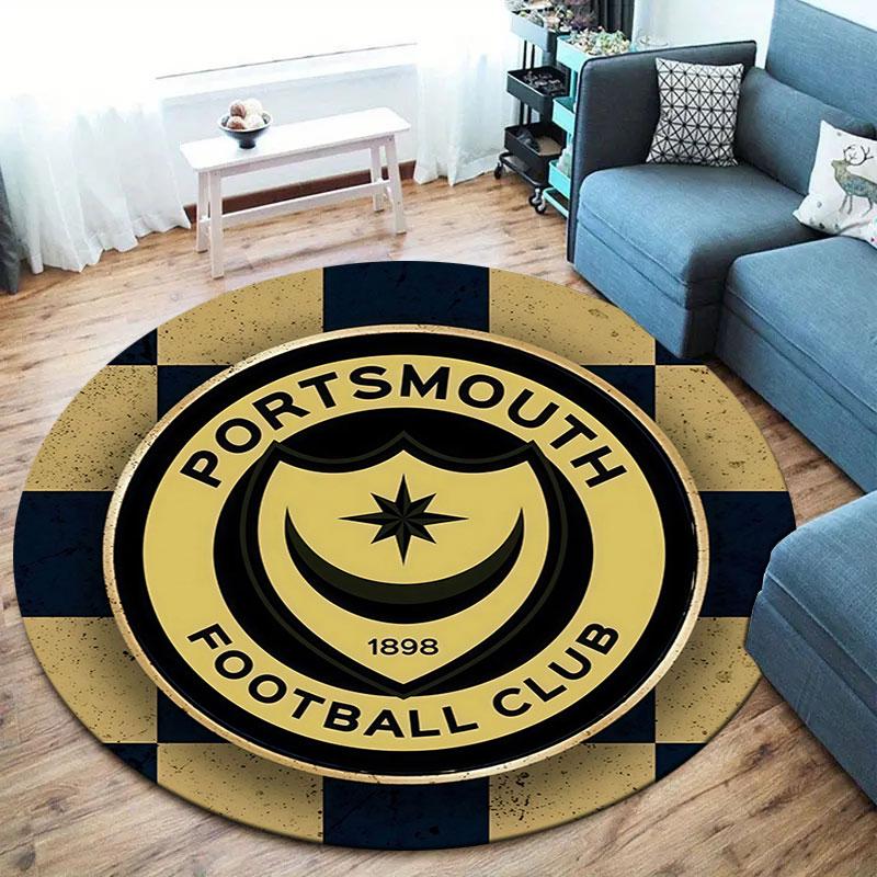 Круглый ковер Portsmouth Football Club, Ковер для гостиной, спальни, дивана, игровой комнаты, Нескользящий коврик для пола