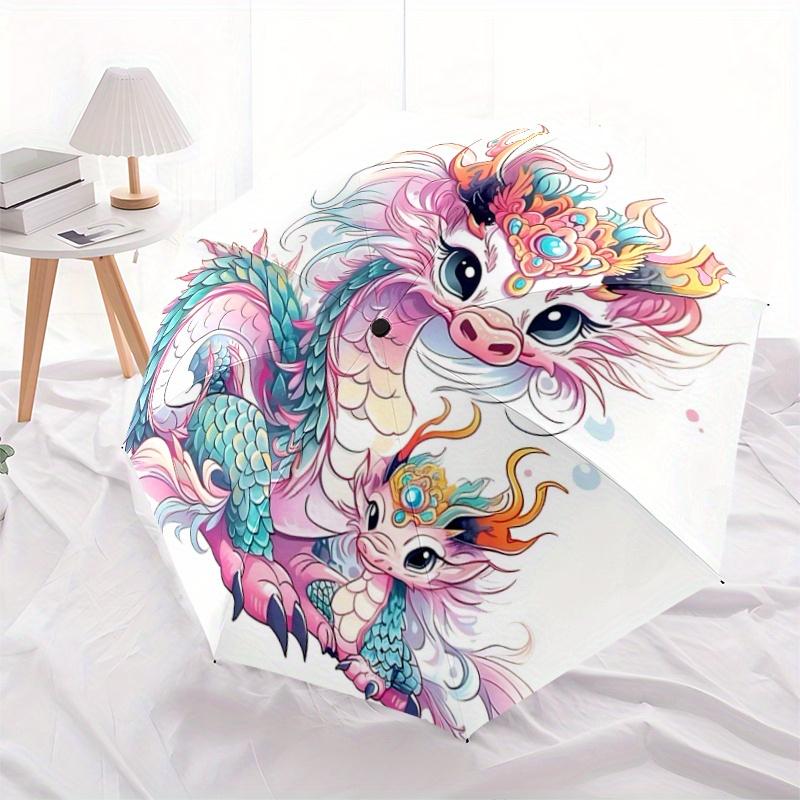 1pc Whimsical Dragon Duo Pattern Automatic Umbrella is Fashionable and Good-Looking, Suitable for Travel and Daily UseZ104
