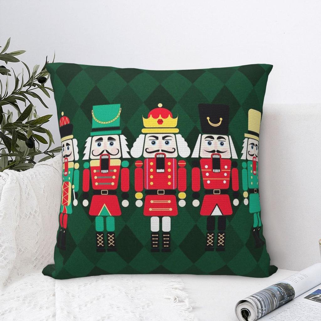 The Nutcracker Christmas Toy Soldier King Pillowcase Printing Fabric Cushion Cover Decoration Pillow Case Cover Bedroom Zipper