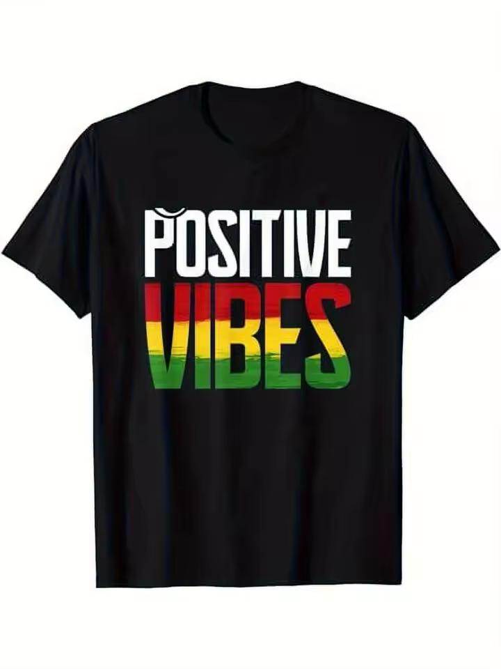Summer Women T shirt Streetwear Positive Vibes Reggae Letter Men Tee Oversize Y2K Top Vintage Ironic Humor Comfortable Clothing