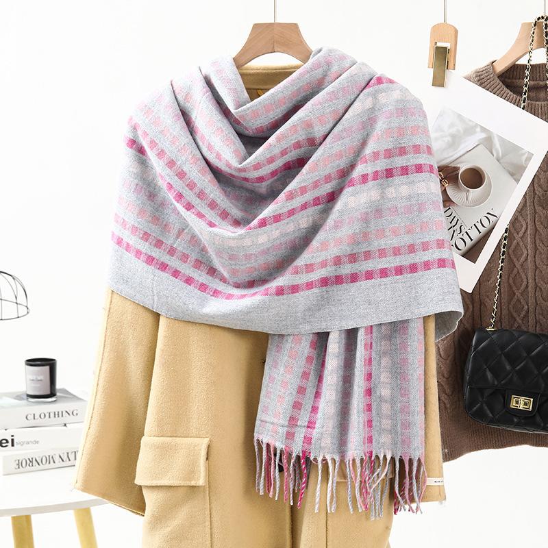 Plaid Scarf Women's Winter Thickened Warm New Men's Scarf Shawl High End Cashmere Wool Scarf