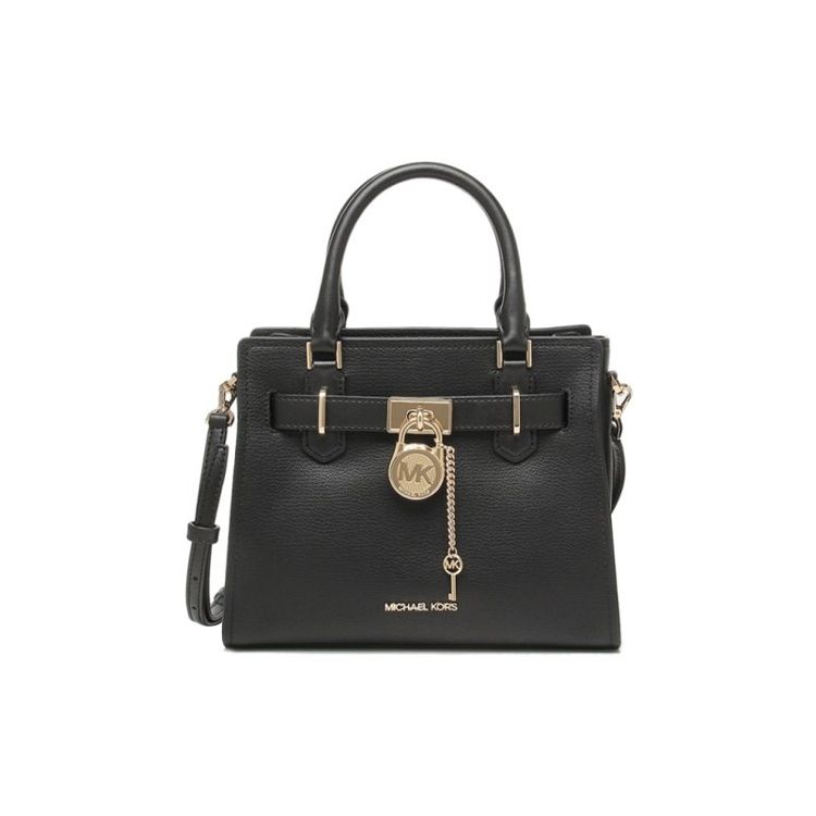 Michael Kors Новый Hamilton Логотип-буква Замок Ключ Аксессуар Кожаная Сумка на плечо Через плечо Тоут Женские сумки Черный 35T1GHMS1L-BLACK