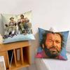 Tterence Hill Bud Spencer Cushion Cover Silky Short Plush Invisible Zipper Dustproof Sofa Pillow Case for Home Decor