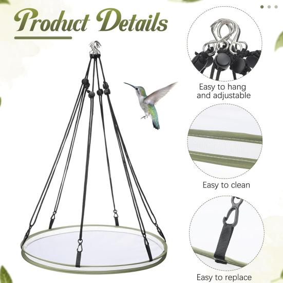 Birdseed Catcher Tray Universal Bird Feeder Attachment Hanging Hoop Platform for Hummingbird Feeders Bee Feeder Garden Accessories