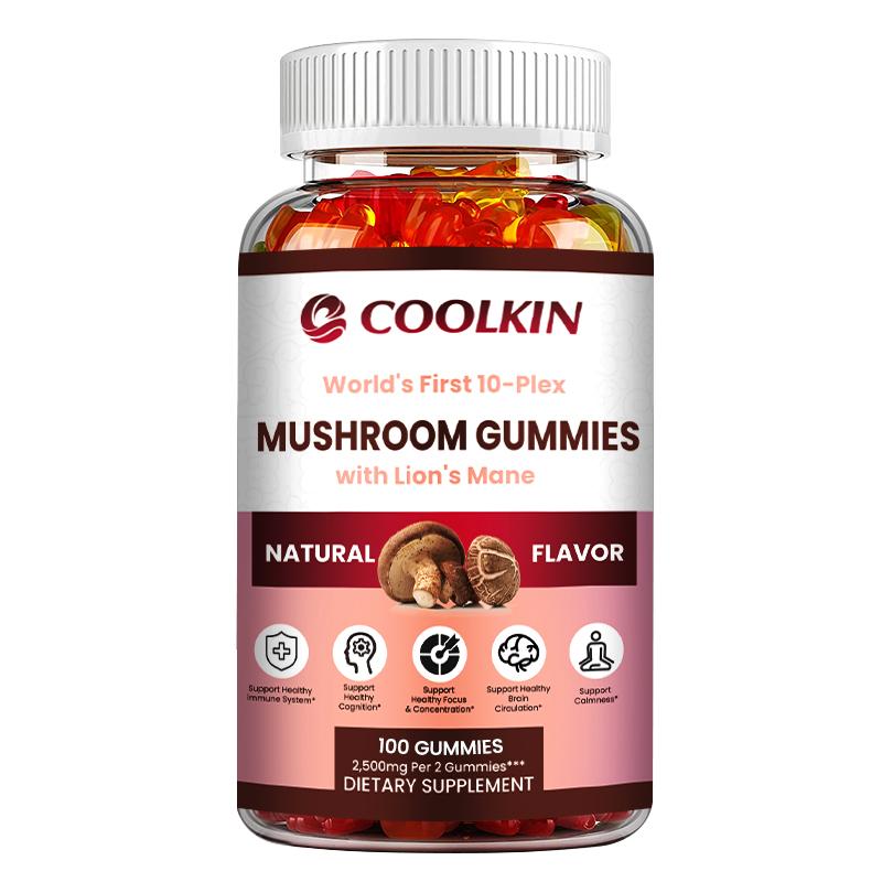 Coolkin Mushroom Complex Gummies – Featuring Lion's Mane and Cordyceps Extracts; Supports Immunity; Suitable for Adults.