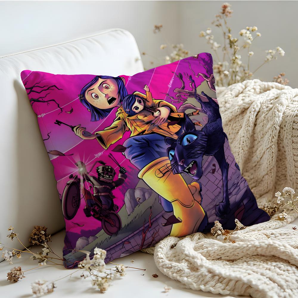 Cushion Cover Linen SkinFriendly Soft Decorative Case For Sofa Home Decor CCoraline Anime Pillow cover