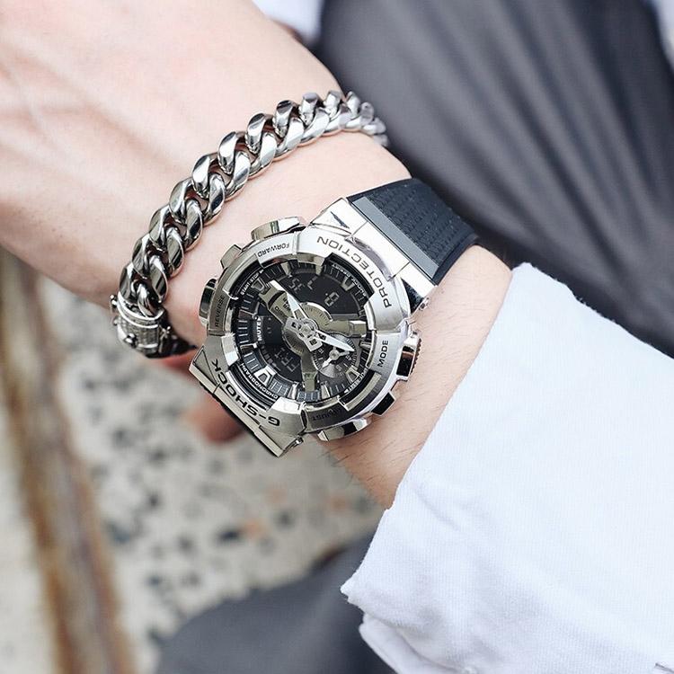 G-Shock Metal Mini Cannon Transparent Rose Gold Waterproof Sports Couple Watch Quartz Movement Resin Strap Unisex watches GM-110-1A+GMA-S110SR-7AER