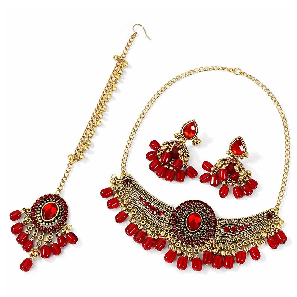 Alloy Tassel Wings Shaped Jewelry Sets Shining Indian Style Rhinestone Jewelry Set Exquisite Rhinestone Necklace Set