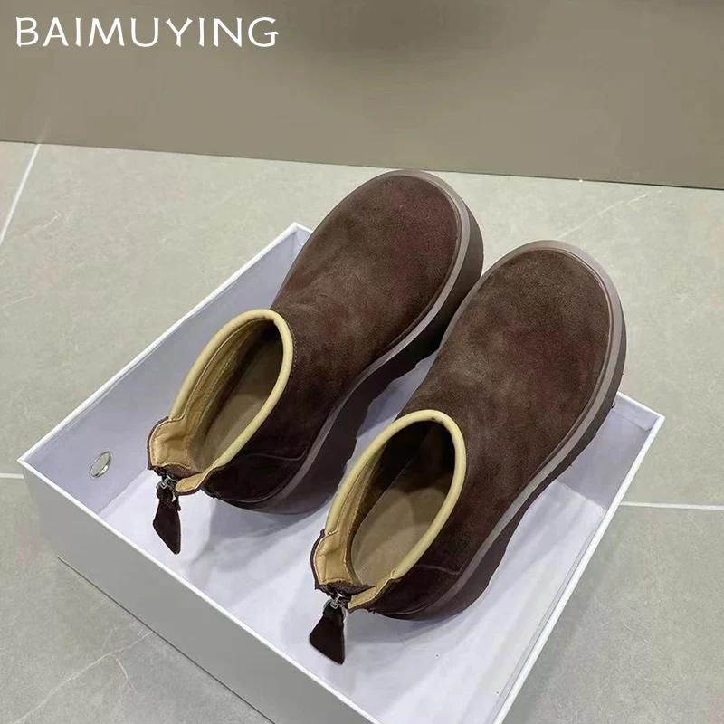 Замшевые женские ботильоны на платформе, дизайнерская мода, туфли на высоком каблуке, 2025, тренд, классика, молния, готика, уютная, зимняя, новая, Botas De Mujer