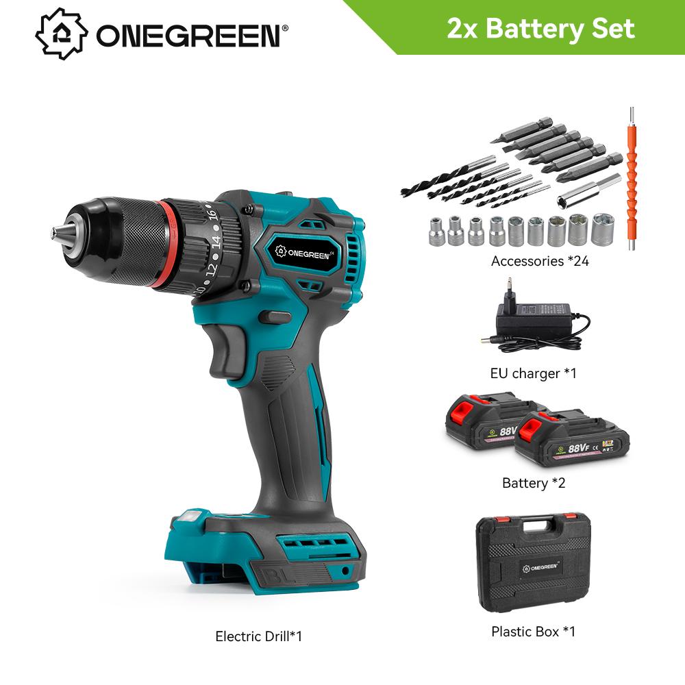 ONEGREEN 1200 Вт 480 Н.М крутящий момент бесщеточная электрическая ударная дрель 20 передач аккумуляторная отвертка электроинструменты для Makita 18 В аккумулятор