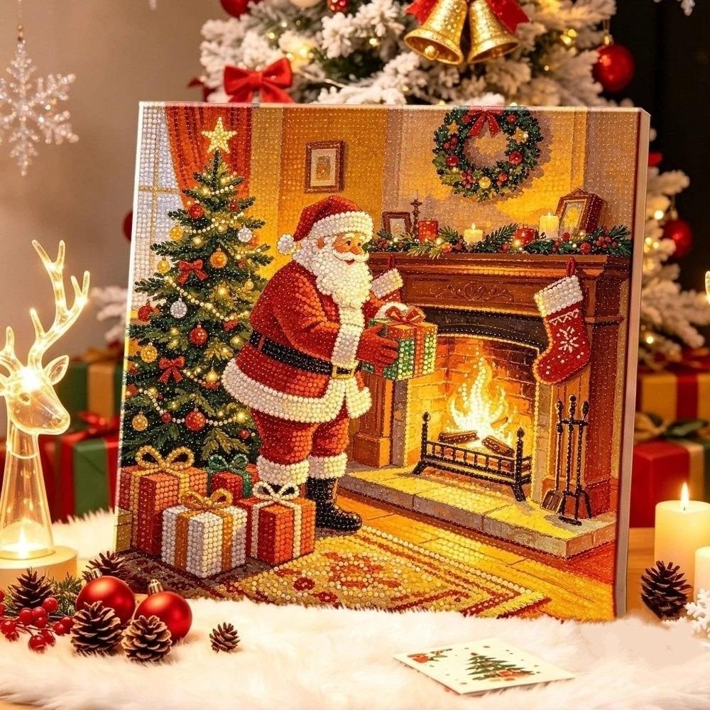 With Frame DIY Pearl Bead Art Set Handmade Christmas Decor Santa Crystal Painting Set Christmas