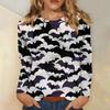 Women's Fashion Casual Halloween Printed Round Neck Long Sleeve Pullover Top