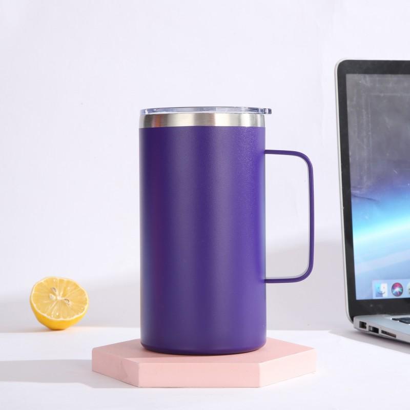 Stainless Steel Vacuum Insulated Coffee Mug With Handle 600ml Double Wall Thermal Cup Office Home Travel