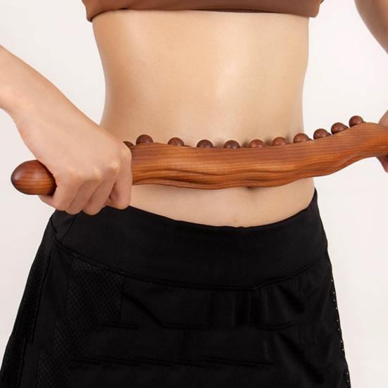 Wood Massage Roller Stick for Lymphatic Drainage Handheld Cellulite Massager for Neck Back Waist Leg Acupoint Stimulation Rod