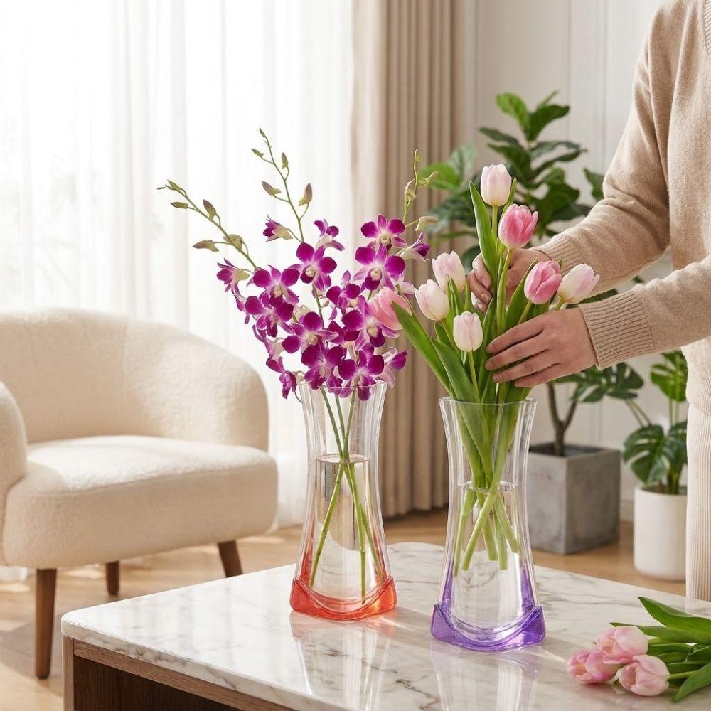 5Pcs Shatterproof Clear PVC Flower Vase Folding Plant Containers Easy To Clean Expandable Vase Room