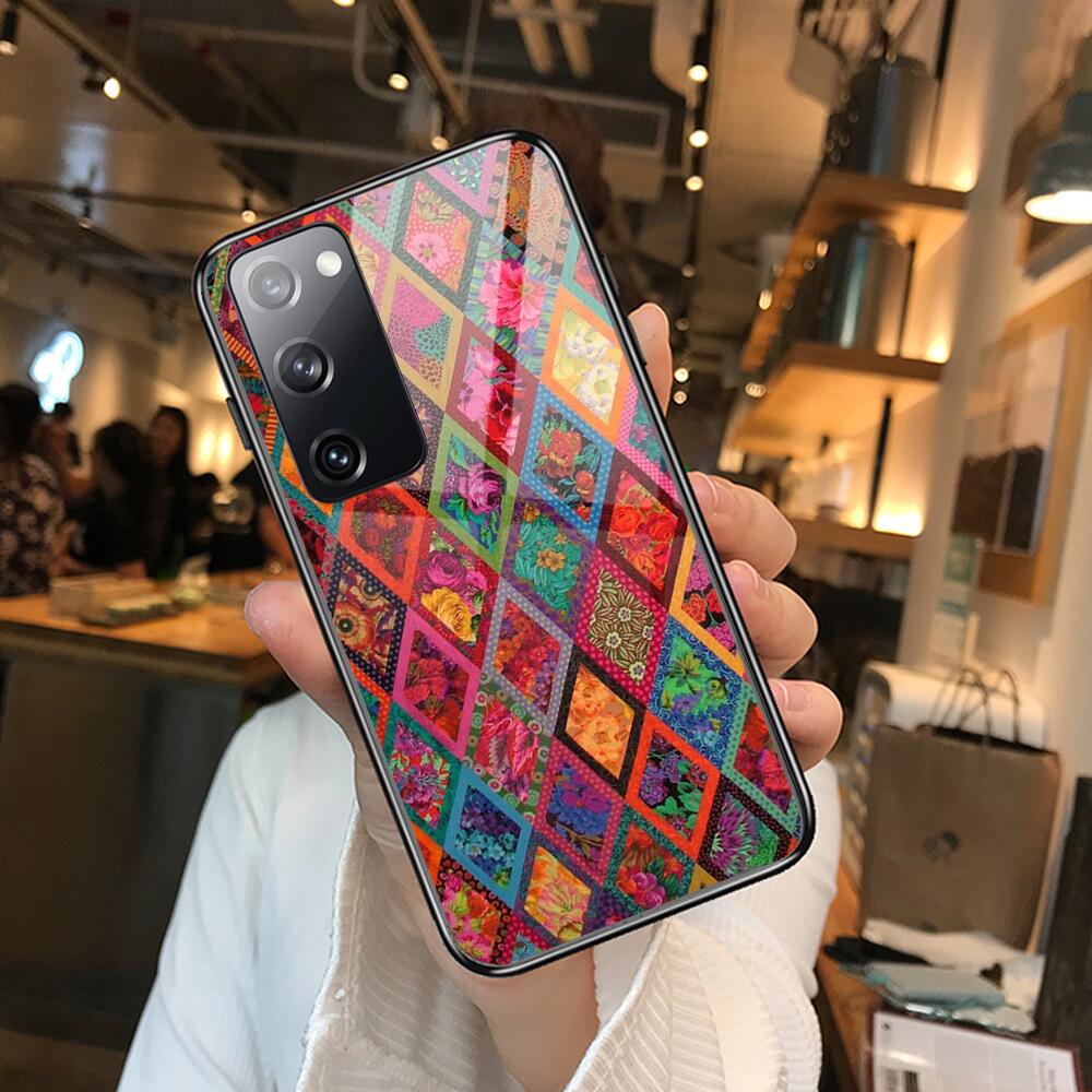 Art Flowers Banana Leaf Tempered Glass Shell Phone Case For SamSung Galaxy S8 S9 S10E S20 S21 S5 S30 Plus S20 Fe 5G Lite Ult