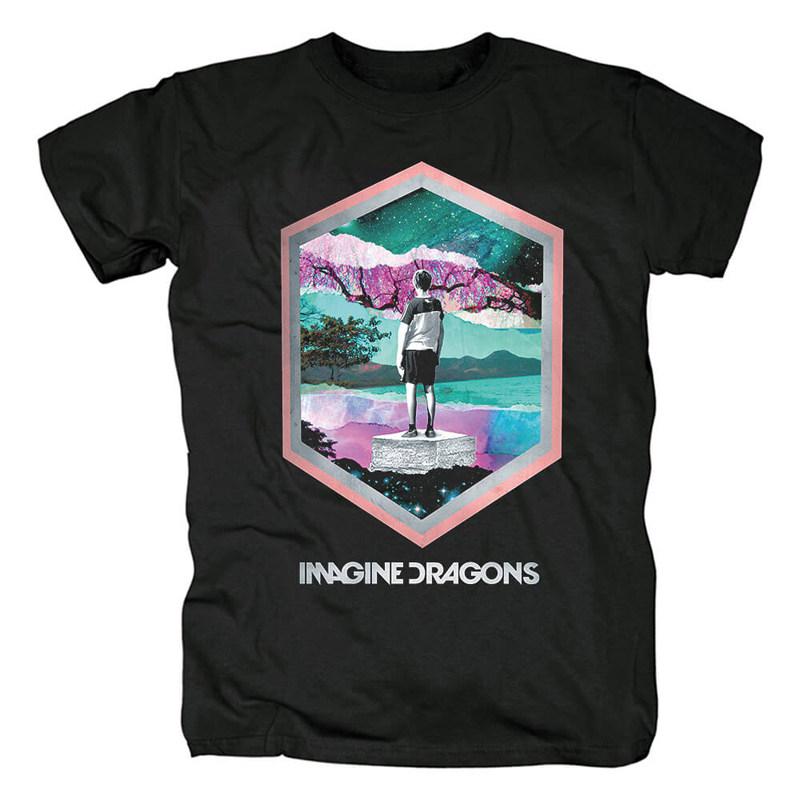 Ретро Футболка с изображением группы Imagine Dragons Независимая рок-группа из США Ретро в американском стиле Свободная мужская футболка