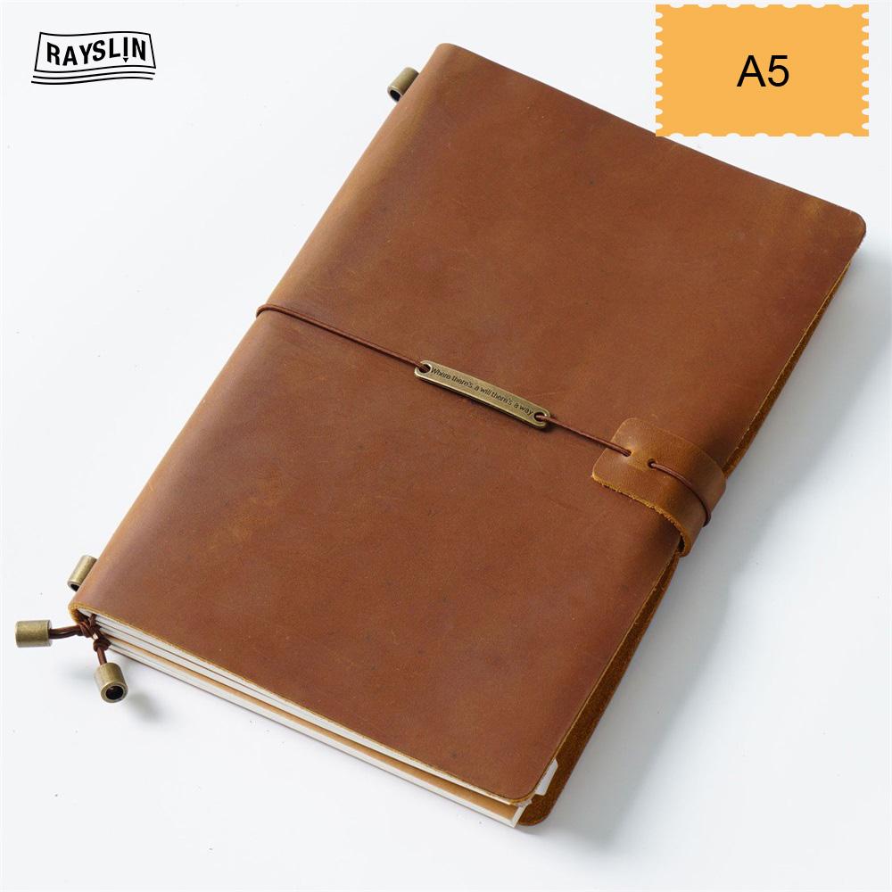 7 Colors 4 Sizes Travel Journal Genuine Leather Cover Handmade Notebook DIY A5 Diary Office School Note Book Free Embossing Name