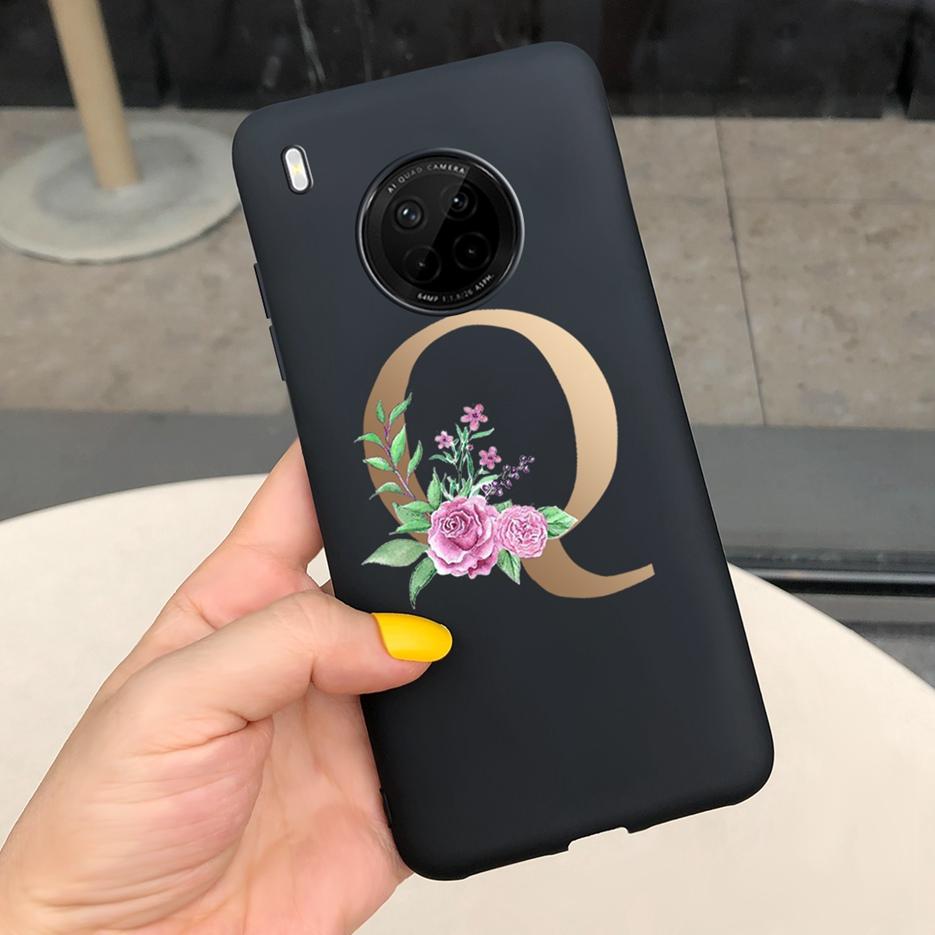 For Huawei Y9a 2020 Case 6.63'' Cute 26 Letters Cover Case For Huawei Y9a Y 9a Soft TPU Fundas HuaweiY9a Shockproof Phone Bumper