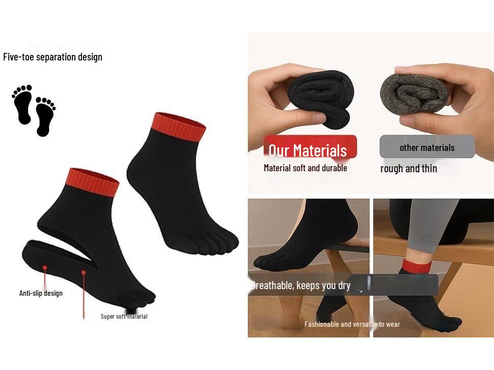 Level 5 Cut-Resistant Outdoor Sports Five-Toe Anti-Slip Socks