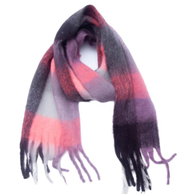 Autumn and Winter New Thickened Shawl Imitation Mohair Coarse Whiskers Colorful Plaid Scarf