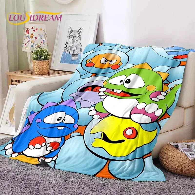 Мультяшный Bubble Bobble Puzzle Bobble Retro Game Мягкое фланелевое одеяло для кроватей, спальни, дивана, пикника, плед для отдыха на открытом воздухе