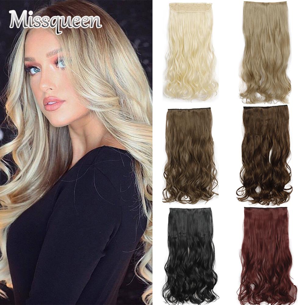 MISSQUEEN 22 Inches 5 Clip In Hair Extension Heat Resistant Fake Hairpieces Long Wavy Hairstyles Synthetic Clip In On Hair Extensions