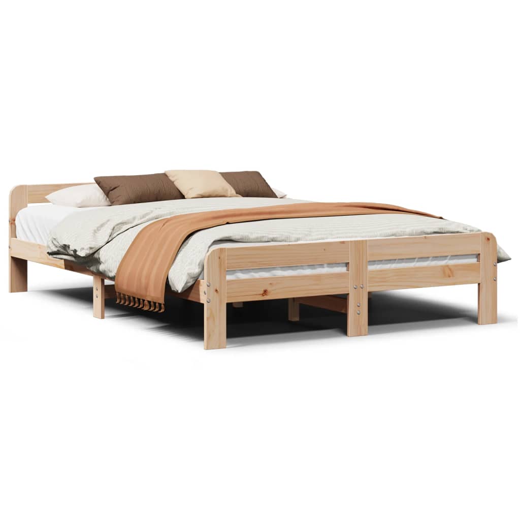 Solid Wood Bed Frame without Mattress 150 x 200 cm Pine Wood