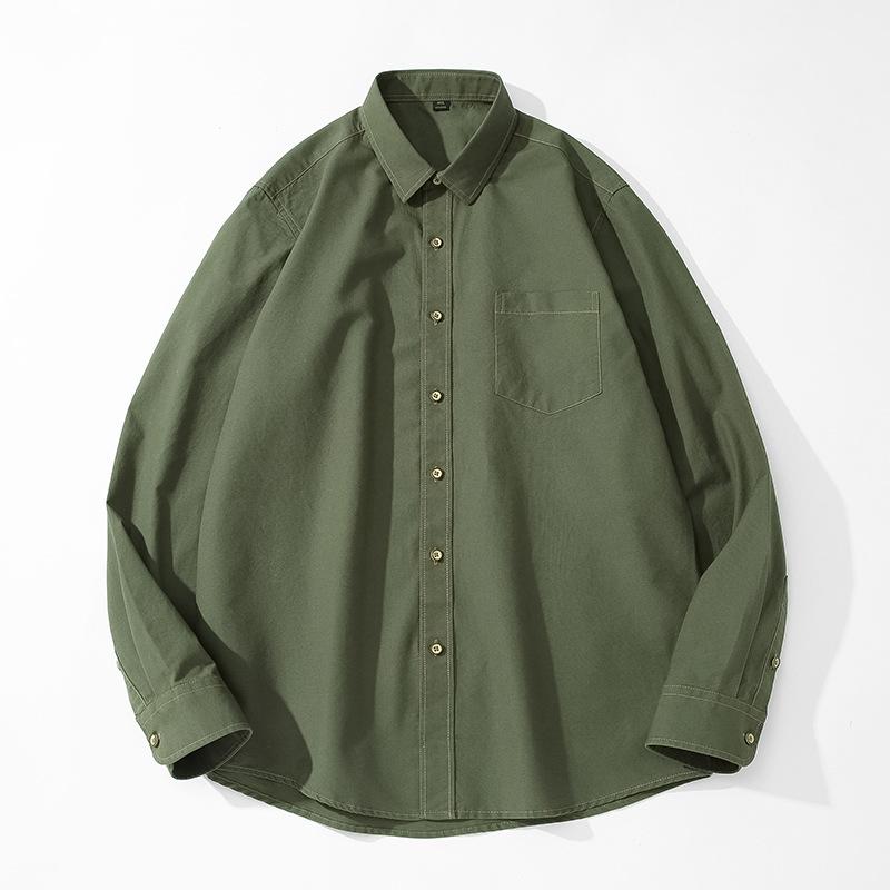 Men S Long Sleeve Cotton Solid Color Casual Work Shirt