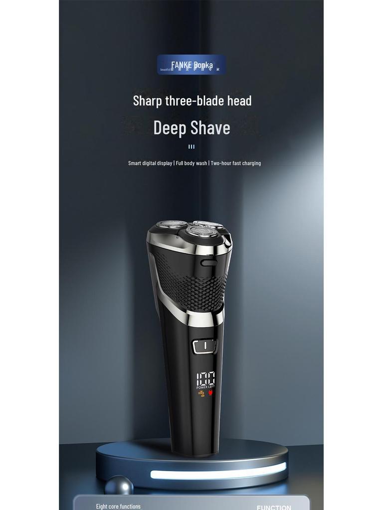 Fanke Men's Three-Blade Electric Rotary Shaver, Fully Washable