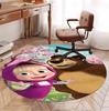Masha and The Bear Pattern Round Rug, Indoor/Outdoor Mat, for Picnic, Gameroom, Bedroom, Office, Living Room, Home Decor Carpet, Birthday Gift