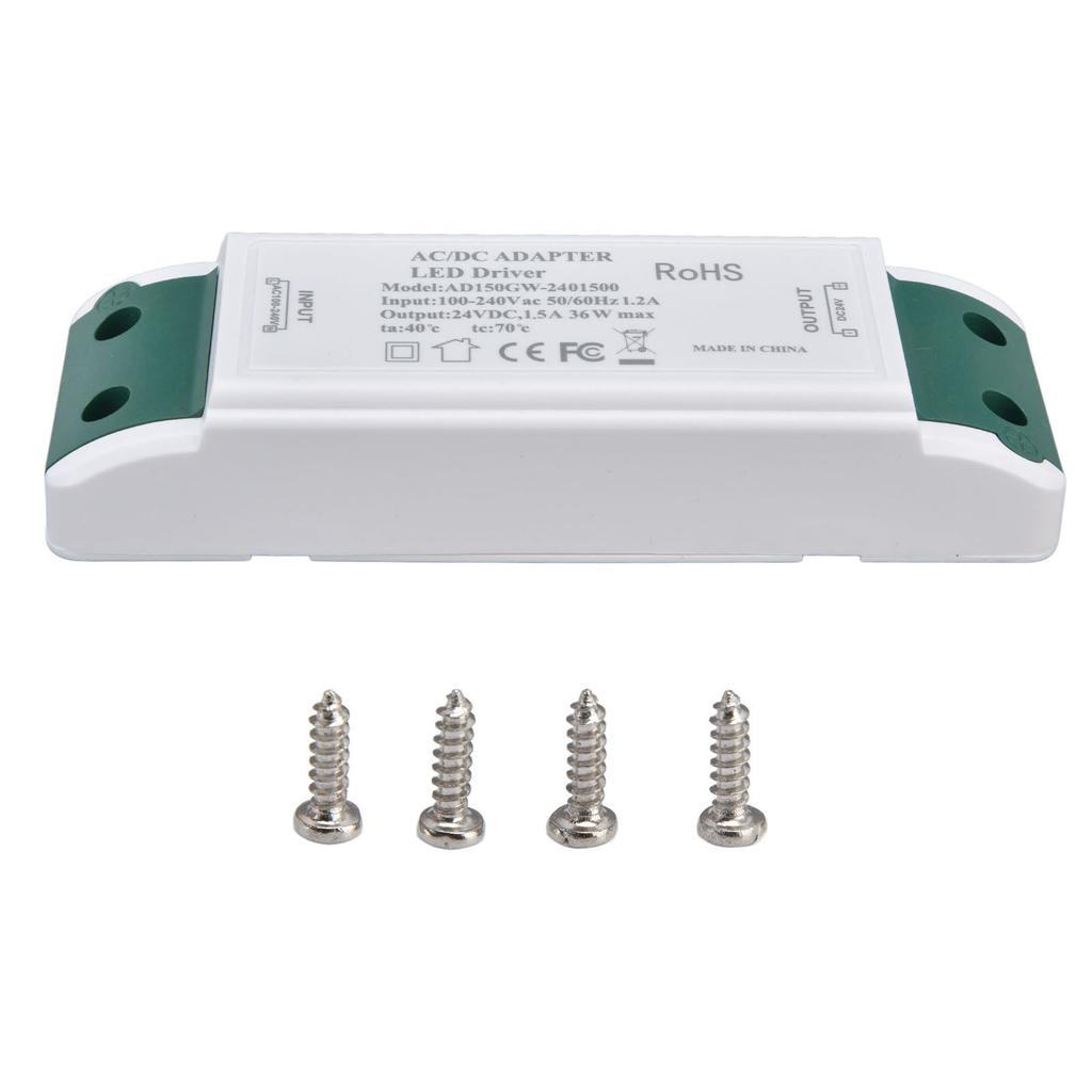 LED Driver 24V DC 1.5A 36W LED Power Supply Constant Current 24V Transformer AC100‑240V