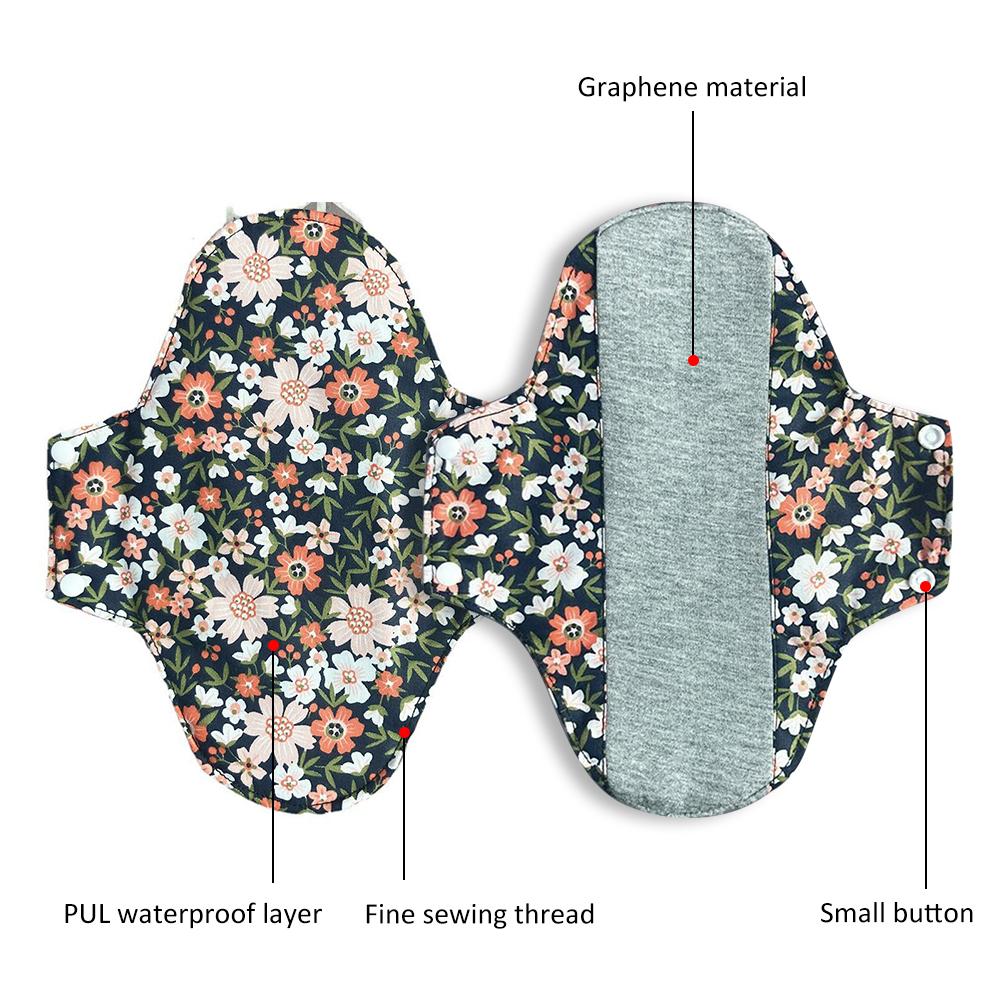 Нескользящие графеновые хлопковые прокладки, многоразовые, дышащие, не вызывающие раздражения кожи, антибактериальные, с защитой от протеканий, для взрослых