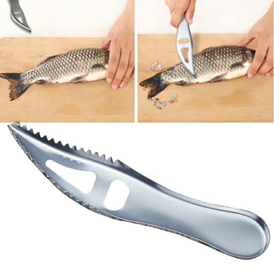 Anti-Rust Handheld Useful Double Row Sawtooth Stainless Steel Fish Scale Remover Fish Peeler