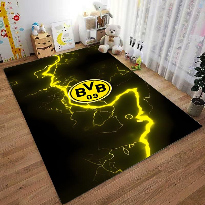 """Ковер с узором «Желтая Молния» и логотипом BVB 09, Черная тема» Подходит для использования в качестве противоскользящего покрытия для гостиной, спальни, диванов"""