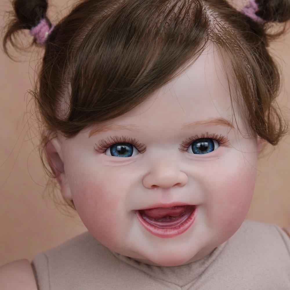 Мягкая силиконовая игрушка Reborn для девочек с 3D-краской, реалистичная 55 см, улыбающаяся принцесса для малышей Bebe, художественная кукла с венами, игровой домик