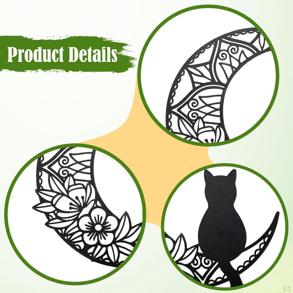 Black Decor Cat Silhouette Minimalist Modern 11.81inch Wall for Indoor Bedroom Balcony Corridor