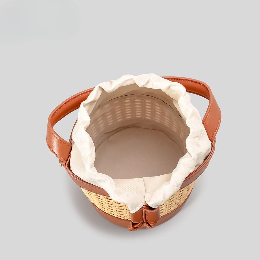 Сумка-ведро из ротанга ручной работы, женская сумка-скелет на шнурке для отдыха на берегу моря, сумка через плечо