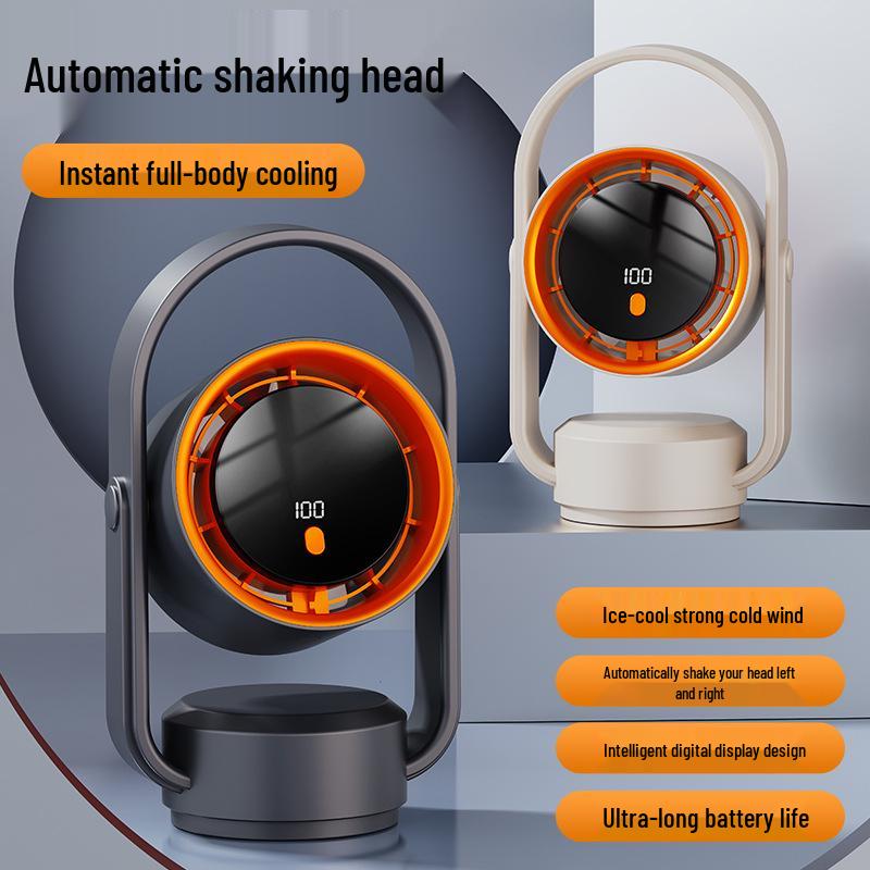 USB Rechargeable Bladeless Desktop Fan: Multi-Functional Shaking Head Fan for Home and Office