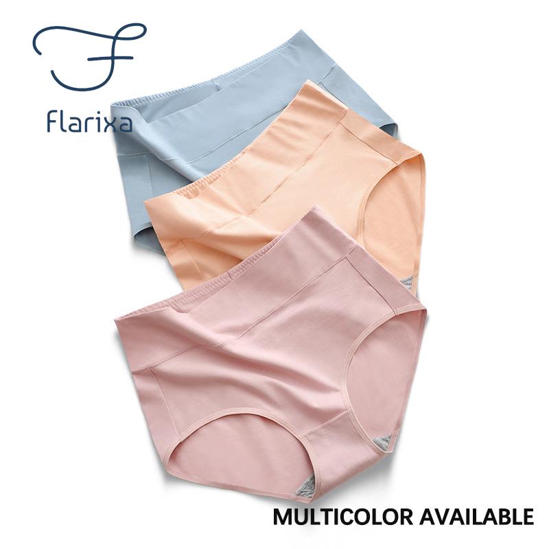 Flarixa High Waist Tummy Control Panties for Women Seamless Soft Lingerie Girls Briefs Solid Color Underpants Plus Size M-XXXXL
