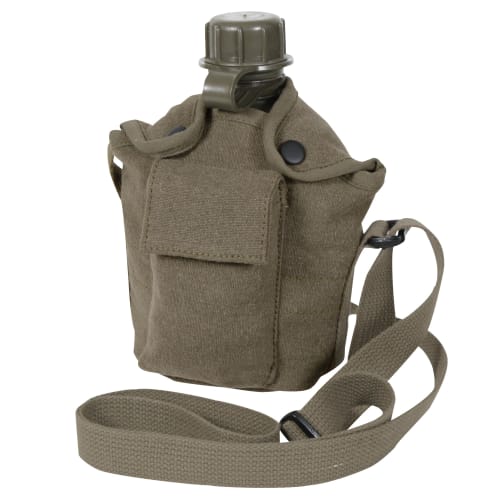 Bush Craft Inc. ROTHCO Canteen Cup Cover with Shoulder Strap for Camping and Survival (Olive)