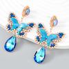 2Pcs Earrings Drops Butterflies Earring Personality Creatively Pendant Dangle Crystal Elegant Jewelry Accessories